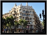 Casa, Mila, Modernistyczny, Budynek, Projektu, Gaudiego, Drzewa