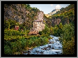 Zamek, Castle Ried, Rzeka Talvera, Wzgórza, Drzewa, Sill, Włochy