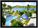 Antigua, Karaiby, Ośrodek, Basen, Palmy, Ocean