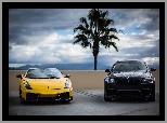 BMW f10, Lamborghini, Palma, Góry, Chmury