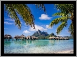 Bora Bora, Palmy, Domki, Góra Otemanu, Wyspa