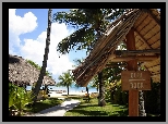 Bora Bora, Morze, Wybrzeże, Obłoki, Palmy, Kompleks, Hotelowy