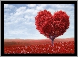 Czerwone, Drzewo, Serce, Walentynki