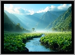 Góry, Dolina, Rzeka, Rośliny, AI
