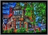 Domy, HDR, Drzewa, Krzewy
