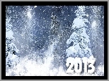 Drzewa, Śnieg, Zima, Nowy Rok 2013