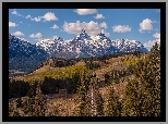 Góry, Absaroka Range, Szczyty, Drzewa, Wzgórza, Wyoming, Stany Zjednoczone