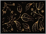 Grafika 2D, Złote, Liście, Kwiaty