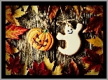 Jesień, Halloween, Liście