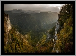 Jesień, Góry, Lasy, Drzewa, Dolina, Skały
