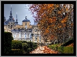 Jesień, Pałac, Park, Opadłe, Liście