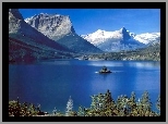 Jezioro, Góry, Drzewa, Montana