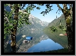 Jezioro, Łódki, Góry, Glarus, Szwajcaria