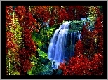 Kolorowe, Barwy, Jesieni, Wodospad