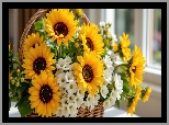 Kwiaty, Słoneczniki, Koszyk