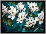 Witraż, Magnolia, Białe, Kwiaty