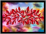 Liście, Grafika, Kolorowe tło