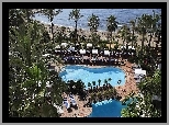 Morze, Plaża, Kompleks, Hotelowy, Basen, Palmy