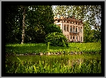 Park, Dolne Jezioro, Zamek Schonbusch, Drzewa, Aschaffenburg, Niemcy