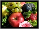 Owoce, Jabłka, Gruszka, Śliwki, Winogrona