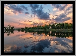 Park stanowy, Chatfield State Park, Jezioro, Chatfield Lake, Wschód słońca, Drzewa, Kolorado, Stany Zjednoczone