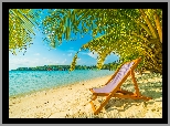 Morze, Plaża, Leżak, Palmy, Tropik
