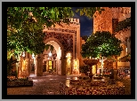 Restauracja, Kawiarnia, Fontanna, Drzewa