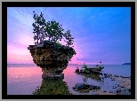 Skały, Drzewa, Jezioro, Michigan