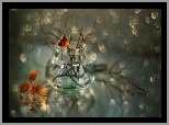 Suche, Gałązki, Wazonik, Bokeh, Listki