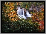 Wodospad, Kolorowe, Drzewa, Jesień