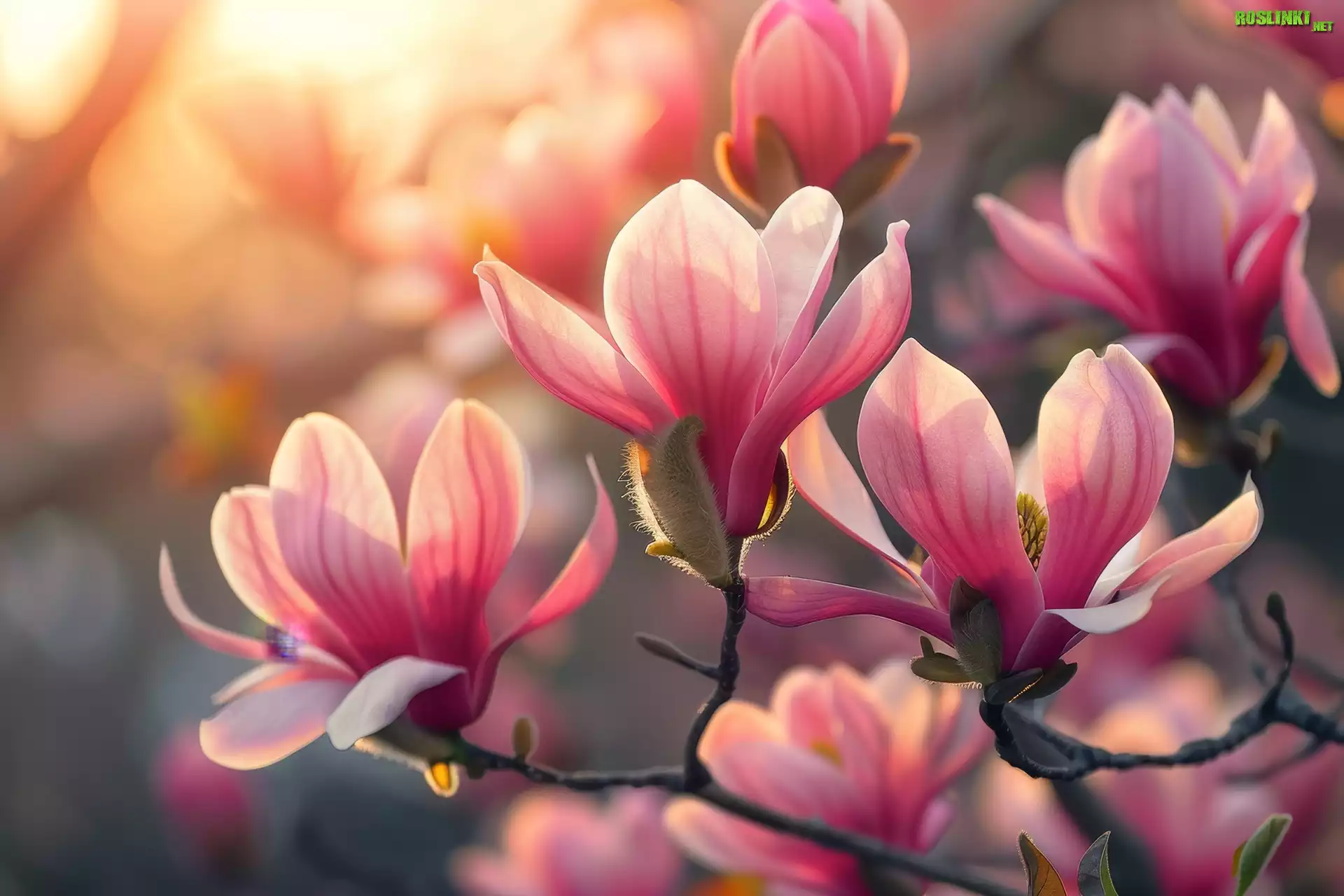 Różowe, Rozwinięte, Kwiaty, Magnolia