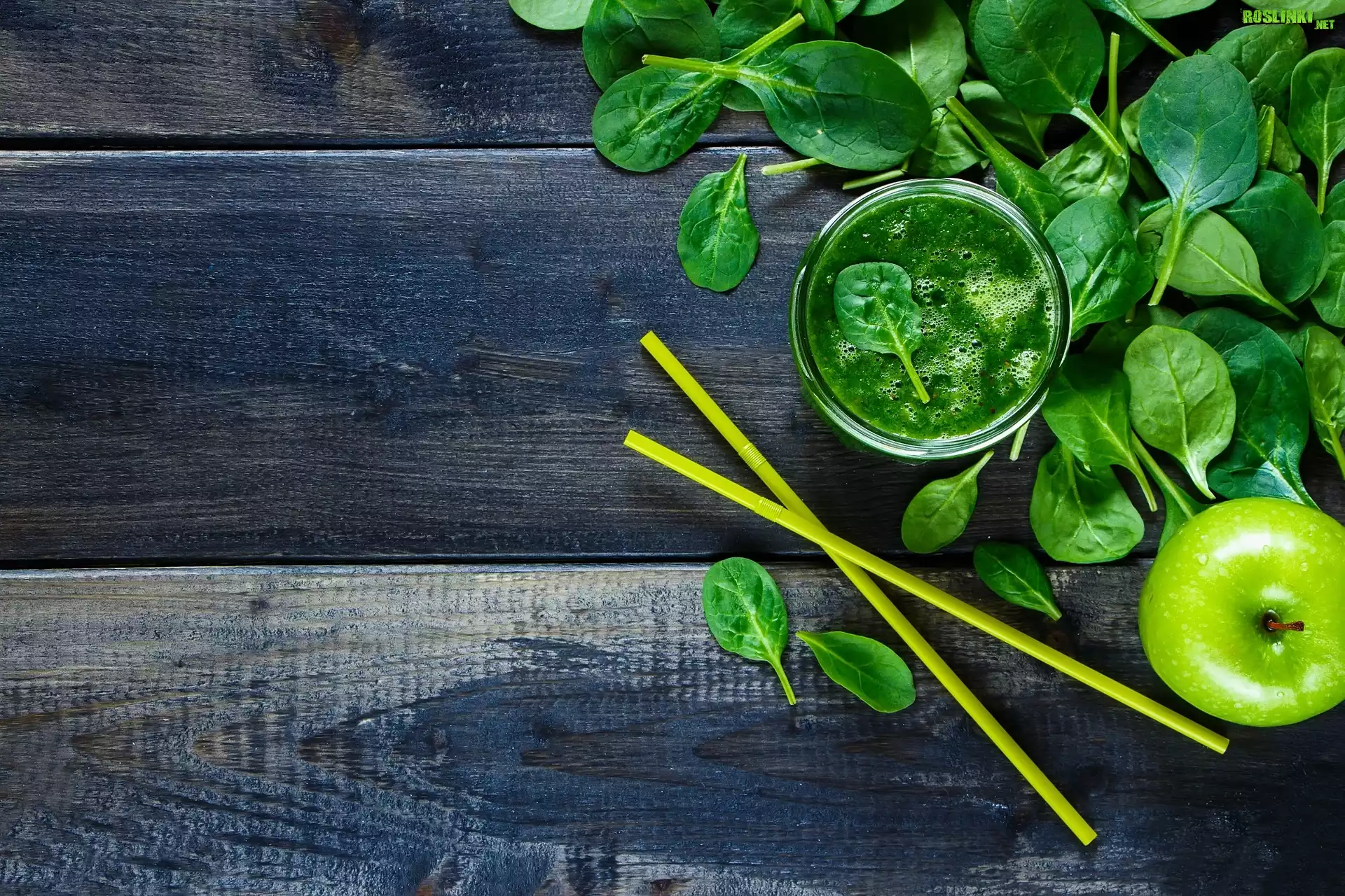 Szpinak, Liście, Jabłko, Napój, Smoothie, Słomki